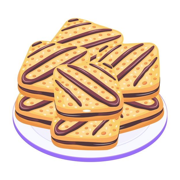 Confectionery item an isometric icon of biscuits