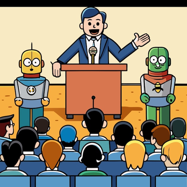 Conference Cartoon Clip Art Vector Illustration Design