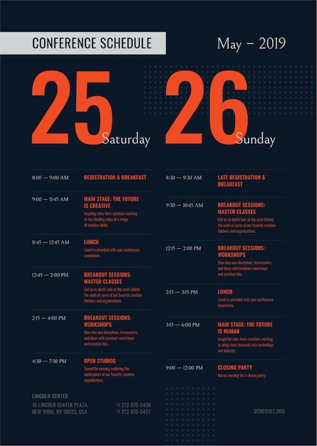 Vector conference schedule poster template