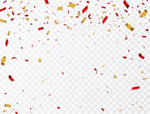 confetti and gold red ribbons.