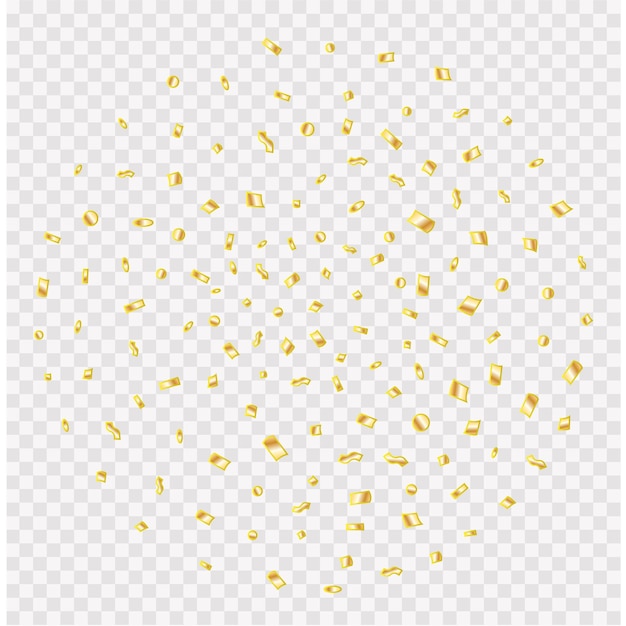 Confetti Golden and Tiny Falling On Transparent Background Vector