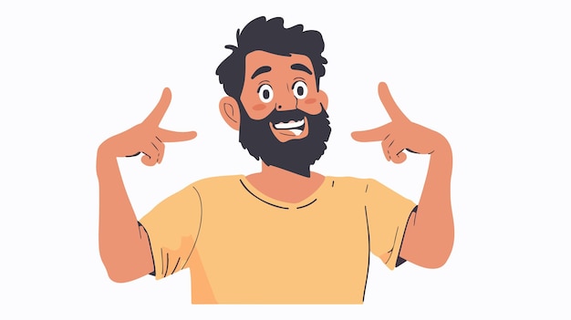 Vector confident bearded man pointing and gesturing with fingers in discussion