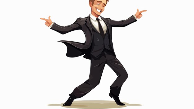 Confident Businessman in Black Suit Standing in Okay Pose Vector Illustration