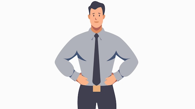 Vector confident businessman with hands on waist flat vector illustration