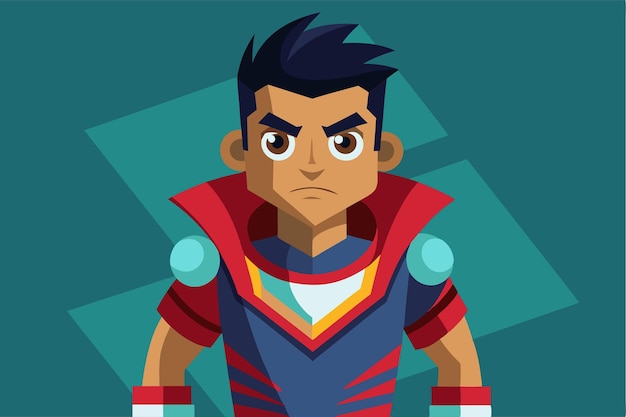 Vector a confident character stands ready in a bold colorful outfit showcasing a playful design style moving customizable disproportionate illustration