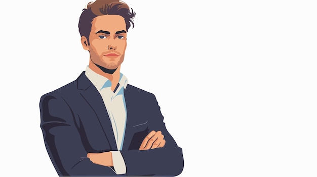 Confident Elegant Businessman in Mixed Media Flat Style