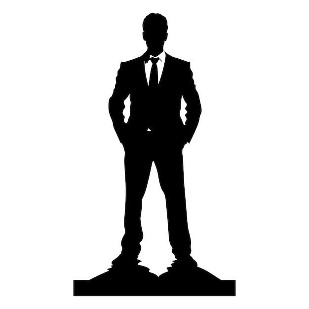 Confident Entrepreneur Silhouette with Globe vector art