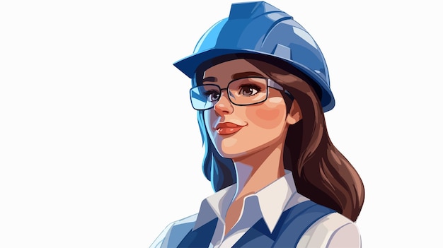 Vector confident female blue collar worker with hardhat professional portrait