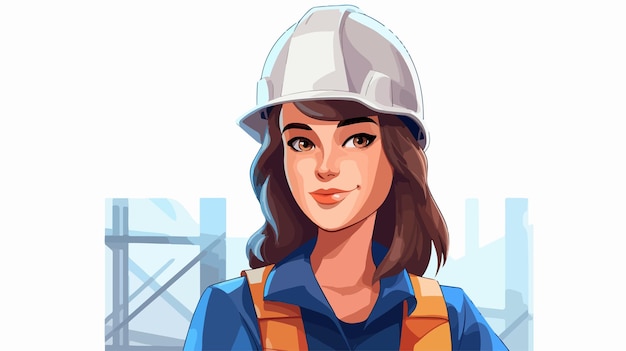 Vector confident female bluecollar worker in protective gear