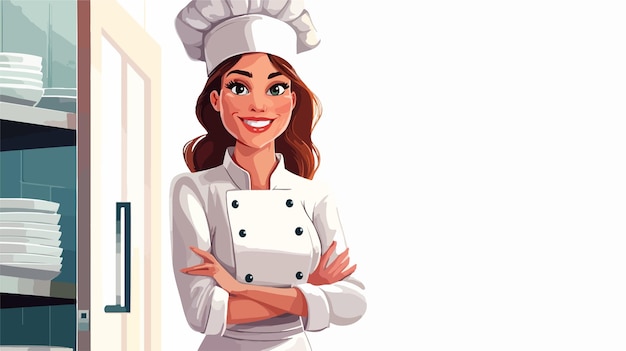 Confident Female Chef Standing at Restaurant Doorway