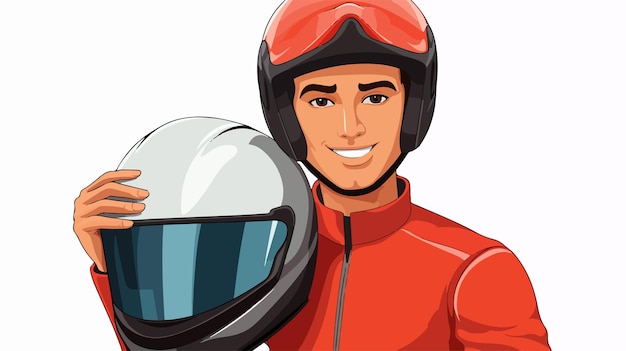 Vector confident male driver with safety helmet illustration