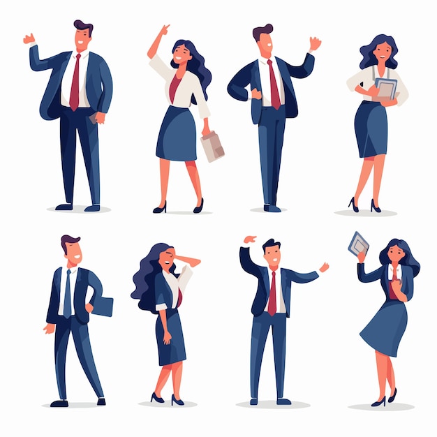 Vector confident people flat vector illustrations set