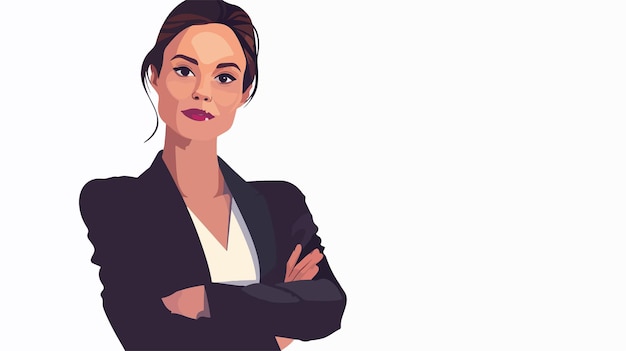 Vector confident professional businesswoman in mixed media flat vector isolated illustration