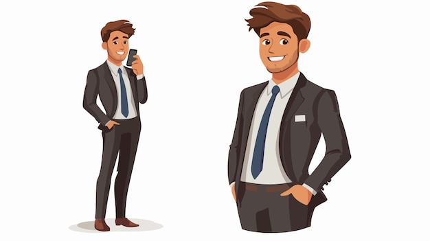 Confident Smiling Businessman with Hand in Pocket Talking