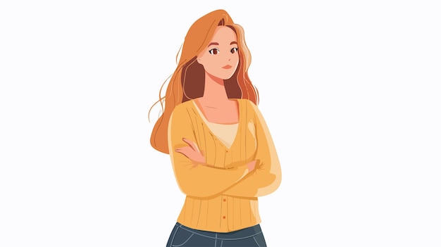 Confident Woman in Flat Style Vector on White Background