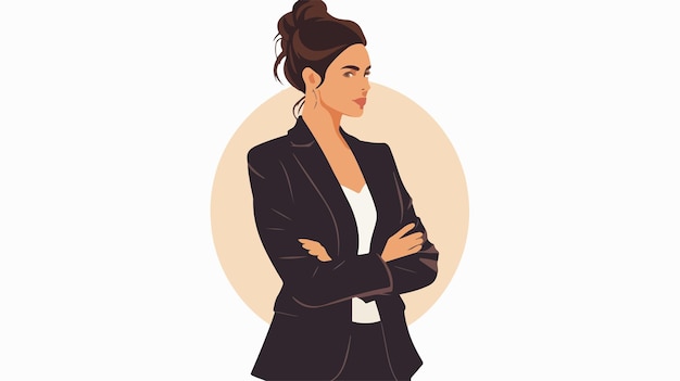 Vector confident young businesswoman posing with hand on waist