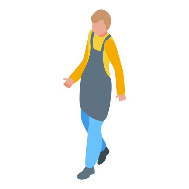 Vector confident young entrepreneur walking while wearing an apron