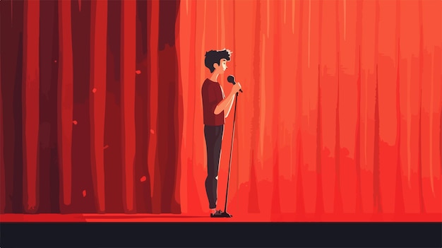 Confident Young Man Standing on Stage Concept