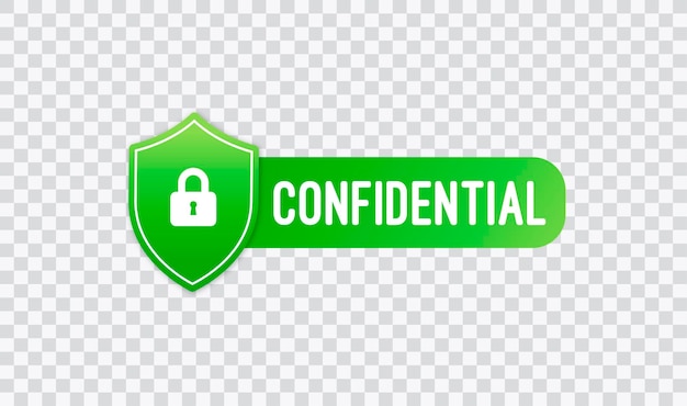 Confidential green stamp vector isolated on transparent background Flat icon Vector illustration