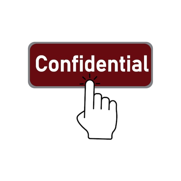 Confidential keyThe hand presses the button to buy online vector icon on white isolated background