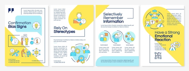 Confirmation bias symptoms blue and yellow brochure template