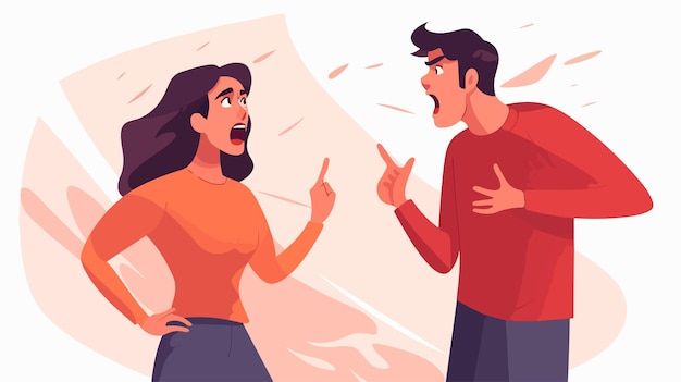 Conflict Resolution with Communication Emotional Man and Girl Arguing in a Room