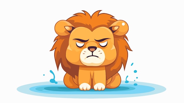 Vector confused cartoon lion illustration flat design