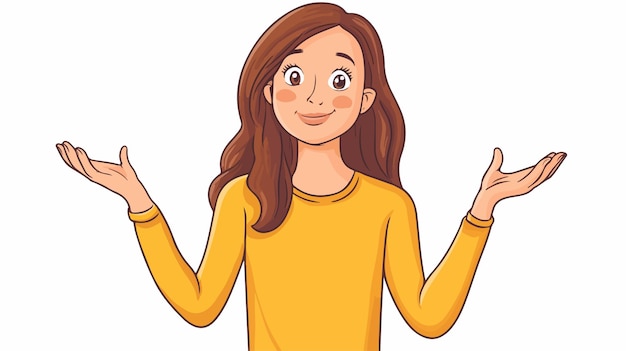 Vector confused cartoon woman shrugging shoulders stock illustration