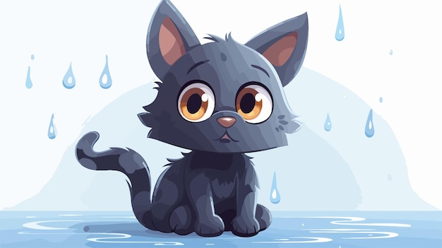 Confused Cat 2D Flat Cartoon Vector Illustration