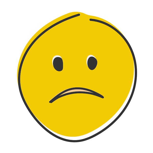 Confused emoji Nonplussed emoticon with frowned lips Hand drawn flat style emoticon