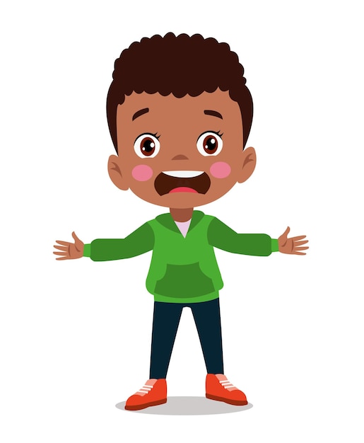 Confused little boy vector illustration