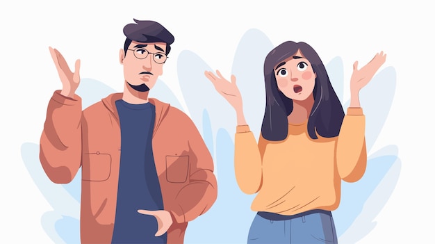 Confused People Shrugging Concept Man and Woman Trying to Understand