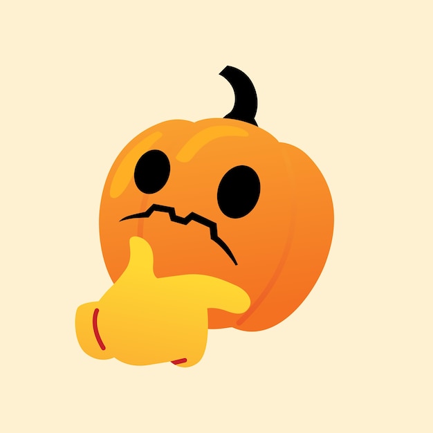 Confused pumpkin react emoji icon halloween vector