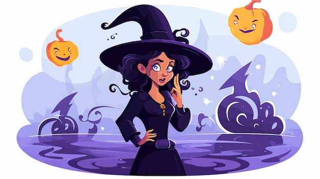 Confused Witch Cartoon Illustration