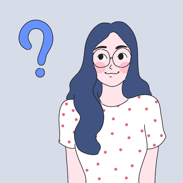 confusing girl character illustration