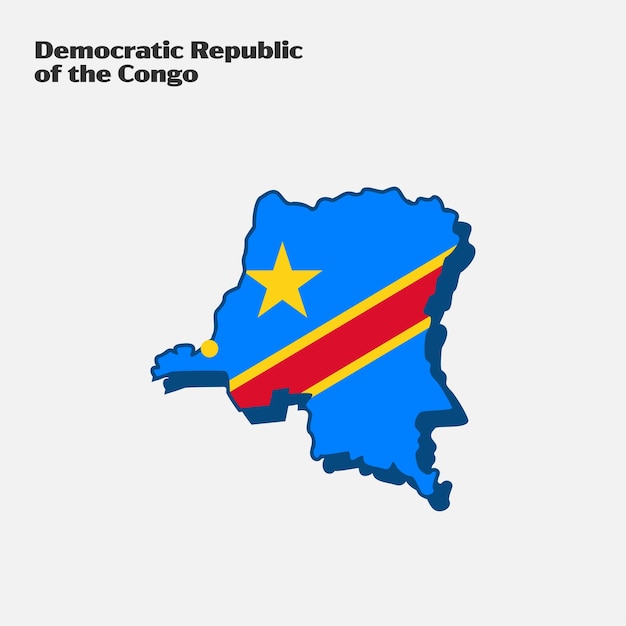 Congo Democratic Republic Country Nation Flag Map Infographic