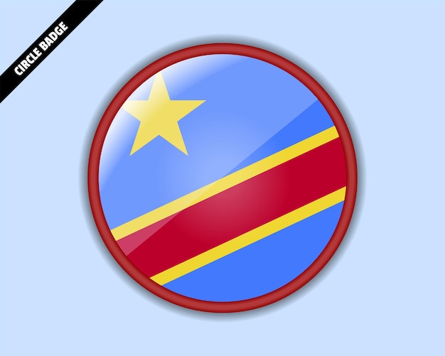 Congo Democratic Republic flag circle badge vector design rounded sign with reflection