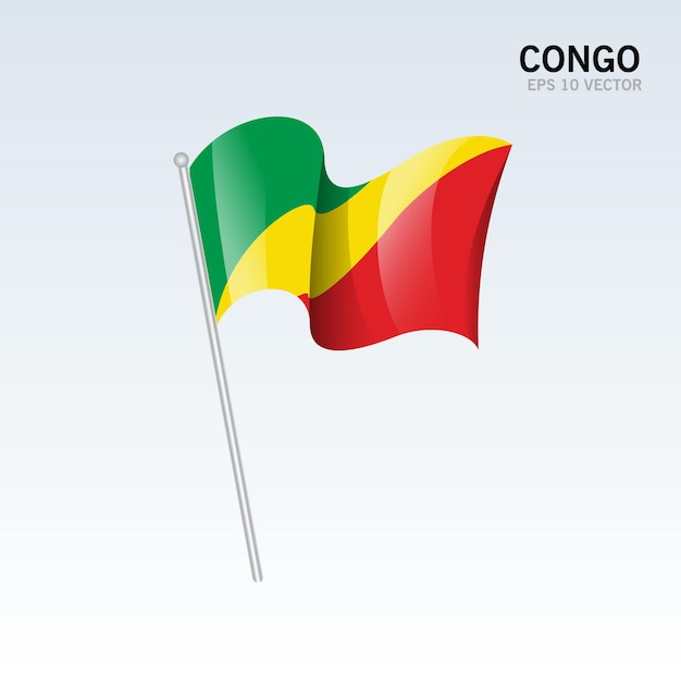 Congo waving flag isolated on gray