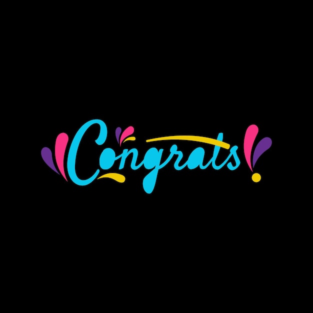 Congrats Colorful Black Background