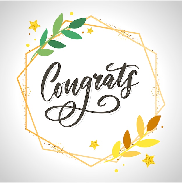 Vector congrats congratulations card lettering calligraphy text brush