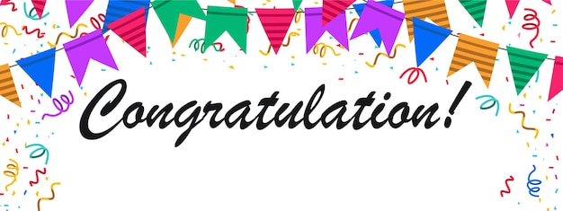 Vector congratulation banner vector with confetti