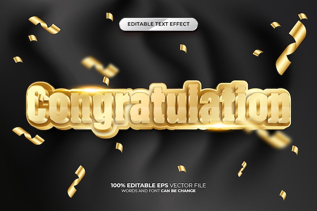 Congratulation Vector 3D Editable Text Effect Style