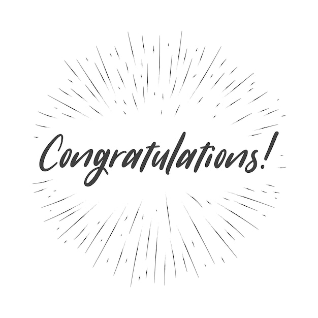 Congratulations elegant hand written text with starburst frame