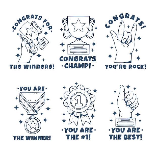 Congratulations Hand Drawn Label Badge Collection