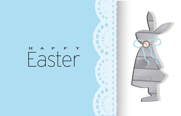 Congratulatory Easter banner with a rabbit on a blue background