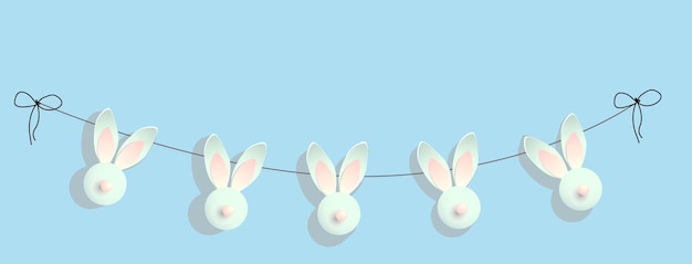 Congratulatory Easter banner with a rabbit on a blue background