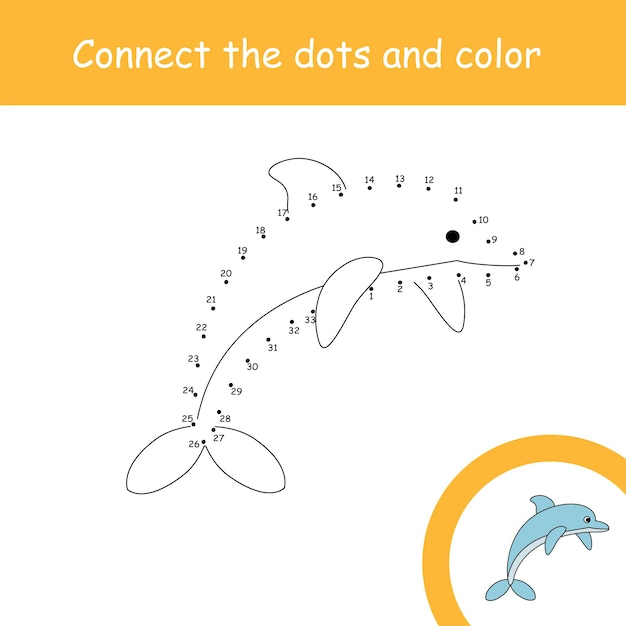 Connect dots for children education dolphin