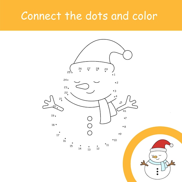 Connect dots for children education snowman