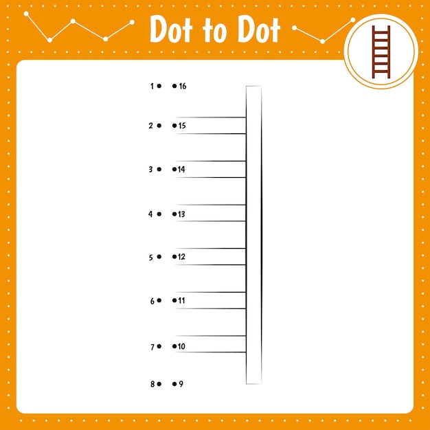 Connect the dots Dot to dot educational game Coloring book for preschool kids activity worksheet Vector IllustrationLadder