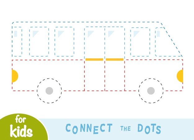 Connect the dots education game for children Bus